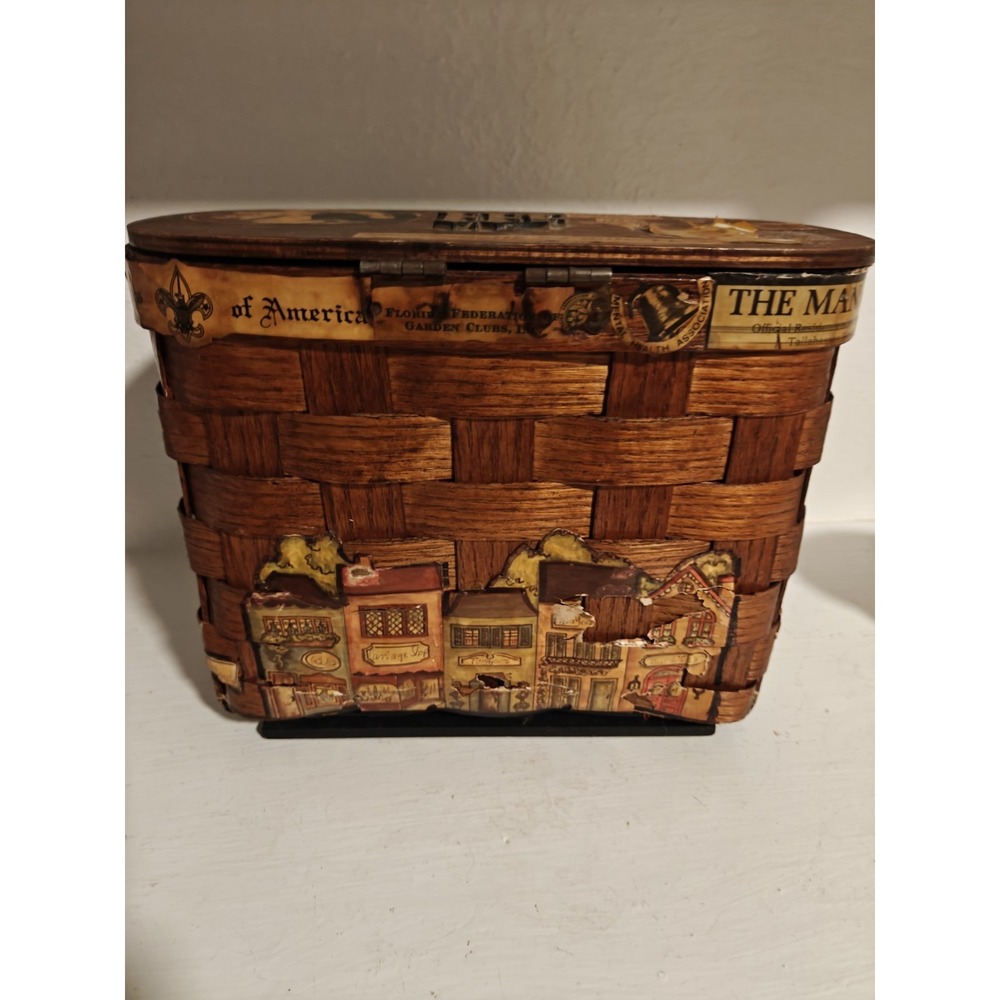 Vintage 1960's Caro Nan Hand Painted  Woven Basket Purse Tallahassee FSU AOII